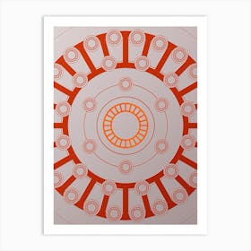 Geometric Abstract Glyph Circle Array in Tomato Red n.0256 Art Print