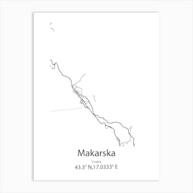 Makarska,Croatia Minimalist Map Art Print