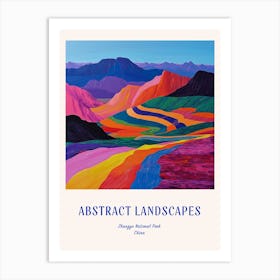 Colourful Abstract Zhangye National Park China 3 Poster Blue Art Print