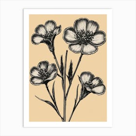 Black And White Flowers Art Print