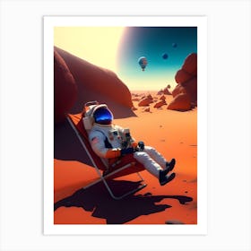 Astronaut Resting on Mars Art Print