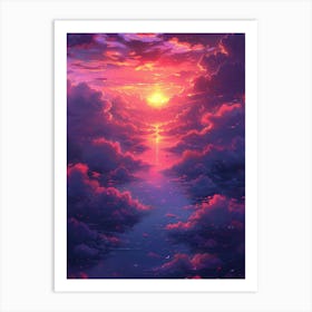 Sunset Over The Ocean 5 Art Print