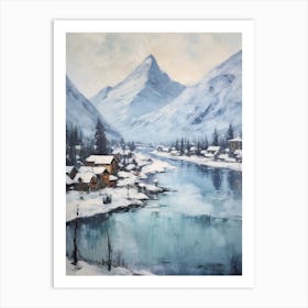 Vintage Winter Painting Banff Canada 1 Art Print