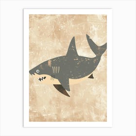 Storybook Style Shark Muted Pastels 2 Art Print