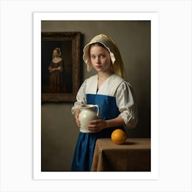 Girl With An Orange Art Print