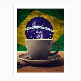 Cup Of Brazil Coffee Art Print