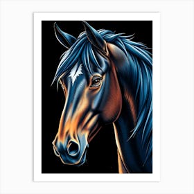 Horse Head - Dark Color Portrait Art Print