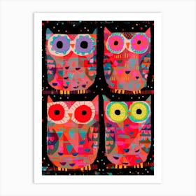 Four Owls Art Print