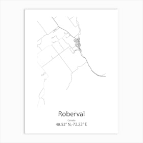 Roberval,Canada Minimalist Map Art Print