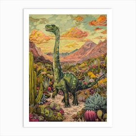 Dinosaur In The Desert Painting Art Print