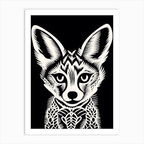 Linocut Fox Illustration 3  Art Print