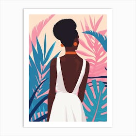 Afro-American Woman In White Dress Art Print