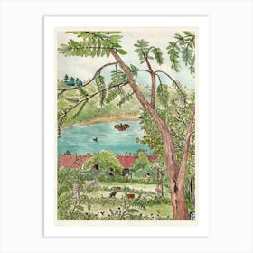 Vietnam Art Print - Tropical Botanical Garden View Watercolor - Vietnamese Landscape Illustration Art Print