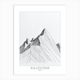 Kala Patthar Nepal Line Drawing 3 Poster Art Print