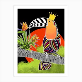 Toucan in Asiatic sunset colorful mosaic Art Print