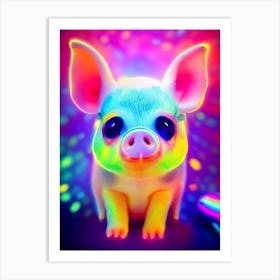 Neon Baby Pig Art Print