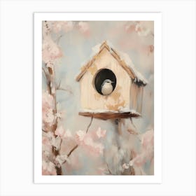 Birdhouse With Pink Flowers Art Print