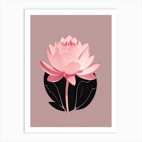 A Pink Lotus In Minimalist Style Vertical Composition 5 Art Print