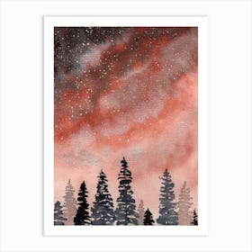 Night Sky Watercolor Painting Art Print