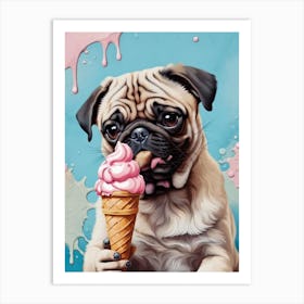 Pug Ice Cream 1 Art Print