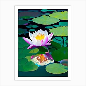 Blooming Lotus Flower In Pond Fauvism Matisse 4 Art Print