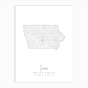 Iowa Minimal Street Map Art Print