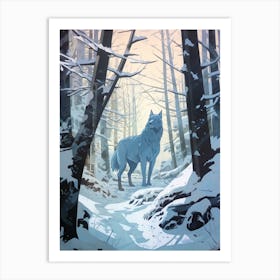 Winter Gray Wolf 3 Illustration Art Print