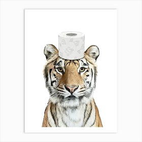 Tiger With Toilet Paper Art Print