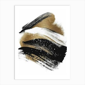 Gold And Black Brush Strokes 32 Art Print