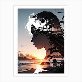 Sunset Portrait Of A Girl Art Print