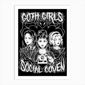 Goth Girls Social Coven - Cute Evil Halloween Gift Art Print