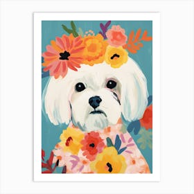 Maltese Portrait With A Flower Crown, Matisse Painting Style 2 Art Print