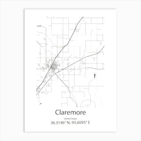 Claremore,United States Minimalist Map 1 Art Print