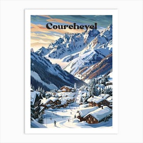 Courchevel France Skiing Resort Travel Art Art Print