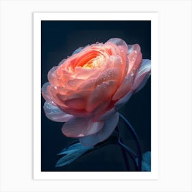 Rose With Water Droplets Art Print