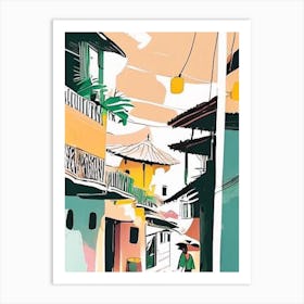 Hoi An Vietnam Muted Pastel Tropical Destination Art Print
