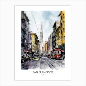 San Francisco Usa Watercolour Travel Poster 4 Art Print