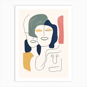 Face Line Art Abstract 1 Art Print