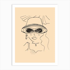 Beach Babe Fashion Woman Hat and Sunglasses Shade Art Print