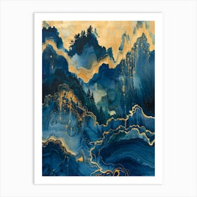 Blue And Gold Mountains 10 Art Print