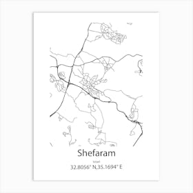 Shefaram,Israel Minimalist Map Art Print