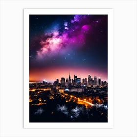 City Skyline At Night 2 Art Print