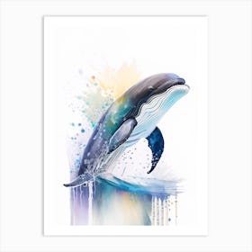 Northern Right Whale Dolphin Storybook Watercolour  (1) Art Print