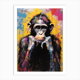 Colourful Thinker Monkey Graffii Style 4 Art Print