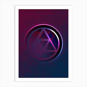 Geometric Neon Glyph on Jewel Tone Triangle Pattern 022 Art Print