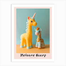 Pastel Toy Unicorn & Toy Giraffe 1 Poster Art Print