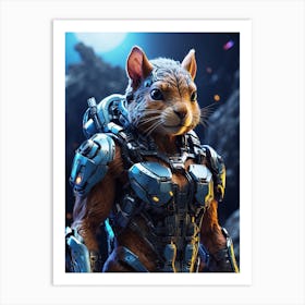 Squirrel In Cyborg Body #1 Art Print