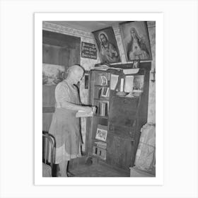 Mrs, George Hutton, Homesteader, In Front Of Her Bookcase, Pie Town, New Mexico By Russell Lee Art Print