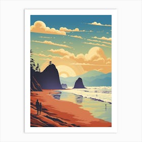 Cannon Beach Washington Retro Pop Art 15 Art Print