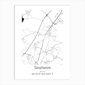 Sinzheim,Germany Minimalist Map Art Print